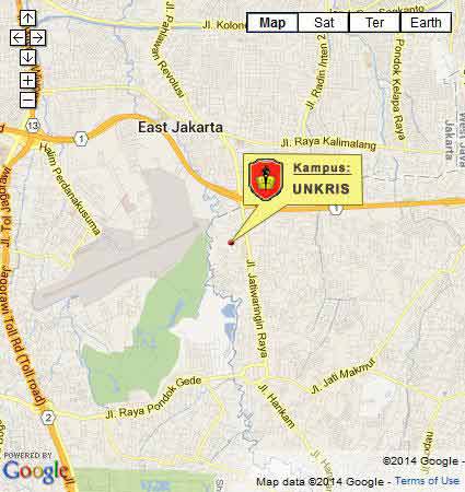 Peta Lokasi (Google Map) UNKRIS Jakarta Nomor